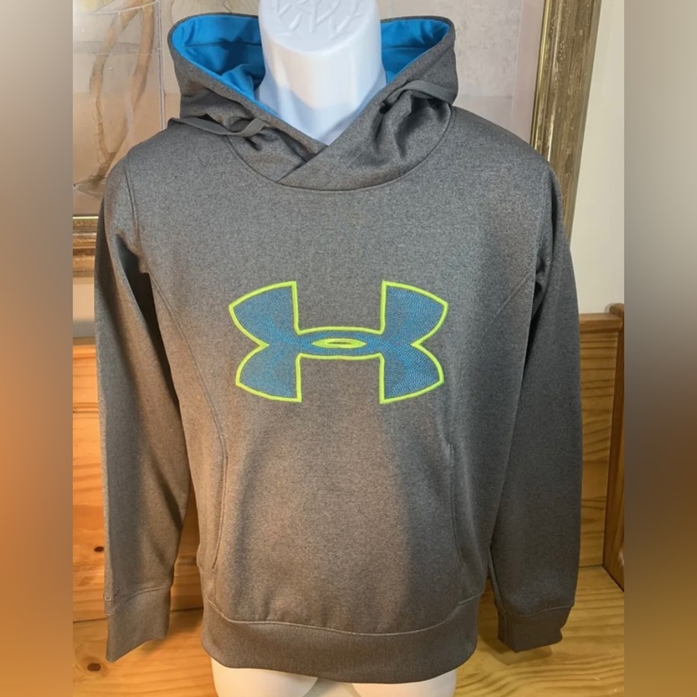 Under Armour Hoodie ColdGear Storm Semi-Fitted Gray Blue Womens Size Small EUC